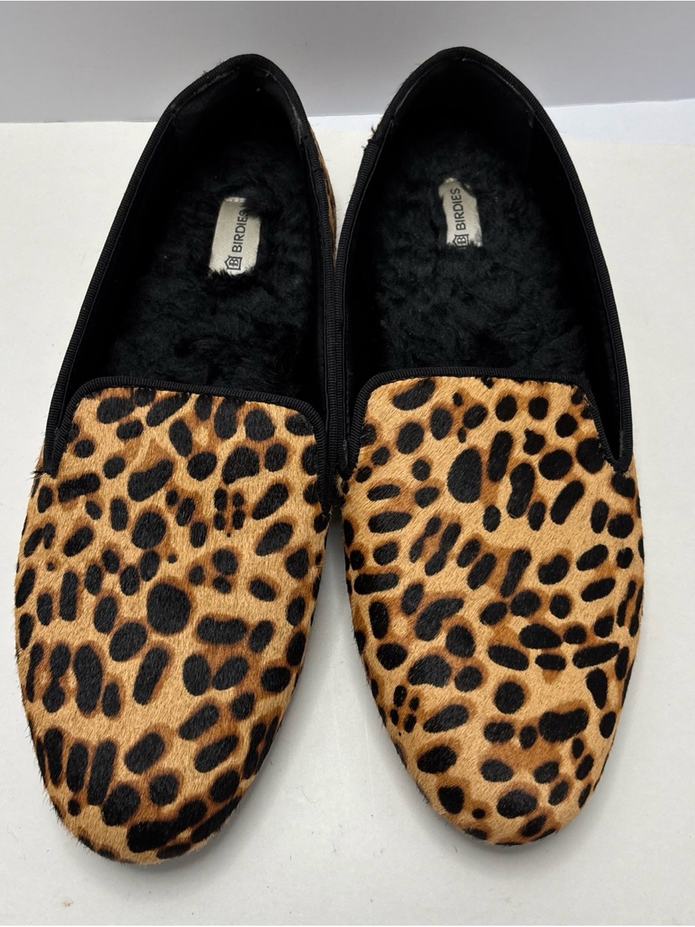 Birdies Leopard Print Slipper Loafers - Black & Tan